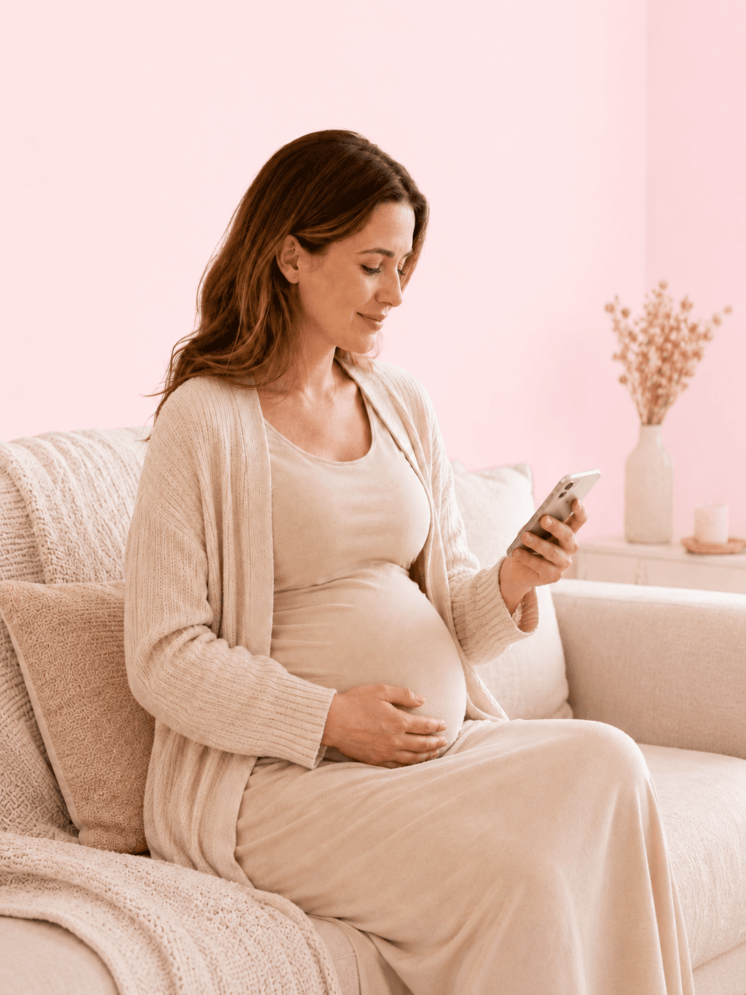 A pregnant woman looking at ultrasound images